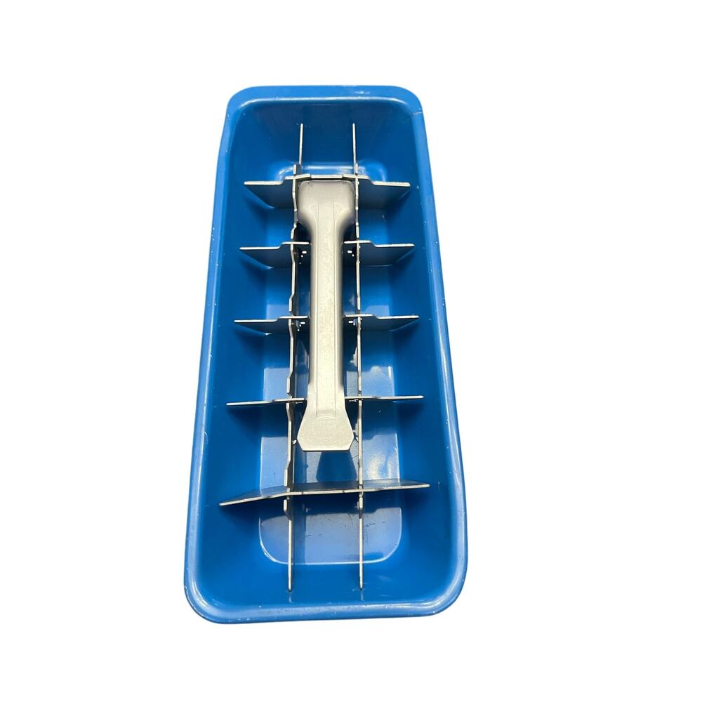 Rare Blue Vintage Metal Ice Cube Tray-Holds 18 Cubes MCM Aluminum